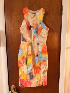 H&M Floral Jacquard Dress in Yellow, Coral and Cream